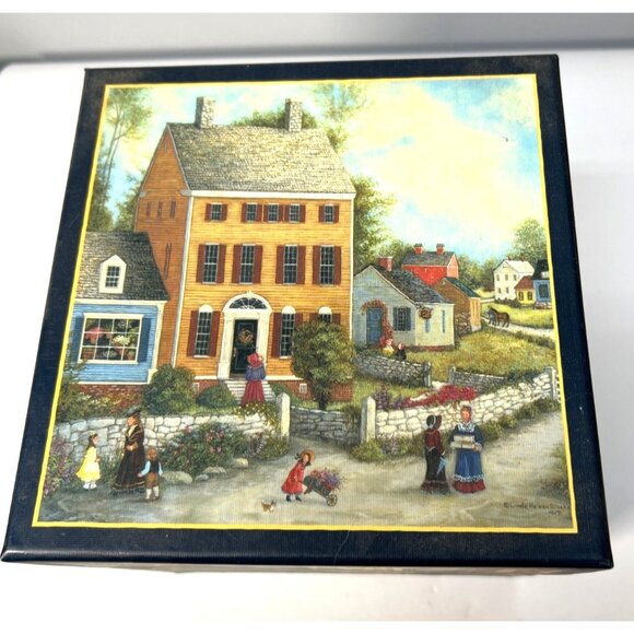 Hand-Painted Decorative Storage Box With Countryside, And Christmas Scenes Very - Picture 9 of 12
